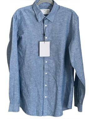 Selected Homme Linen Blend Shirt Button Up Men's XL (17.5) NWT